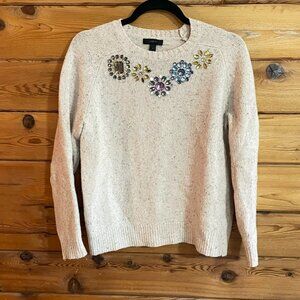 J. Crew Jeweled Cream Sweater Size Small